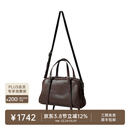 裘真38节礼物植鞣头层羊皮悠悠保龄球包女复古休闲大容量手提单肩包 咖啡色肩带款-羊皮 预售7天