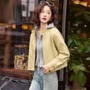 楚馨小皮衣外套女短款2026新款春秋时尚气质洋气休闲复古PU皮夹克上衣 浅黄 M