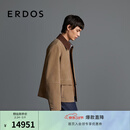ERDOS【秀场同款】男装英式猎装牛皮夹克年秋冬微落肩撞色翻领外套 淡驼 M 170/92A