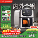 西屋（Westinghouse）新品内外腔不锈钢空气炸锅无刷电机双热源免翻面蒸烤嫩炸6L大容量多功能可视化 WKZ60H10 Ultra