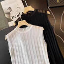 【买1送1】木耳边百搭打底衫女内搭外穿洋气无袖上衣 黑色+白色 L (建议100-120斤)