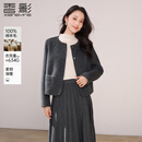 香影纯羊毛小香风外套女2025冬装新款名媛风灰色双面毛呢短款大衣 深灰 M 160/84A/95-110斤