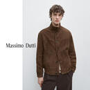 Massimo Dutti折扣升级2026男装经典复古风绒面真皮皮衣外套03403474 烟草色 L (180/100A)