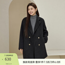 纤莉秀【秋冬氛围感全羊毛双面呢大衣】大码女装胖mm冬装新款外套5246 深灰色 3XL