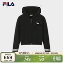 FILA 斐乐官方女士编织衫2025冬季休闲宽松连帽拉链毛衣开衫