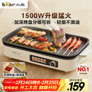 小熊（Bear）烤肉电烤盘烤肉锅家用轻烟烤串烤肉一体多功能锅不沾可拆电烧烤炉 DKL-Y15C1