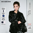ANN ANDELMAN【杨紫同款】工装皮衣高级感抽绳皮收腰黑色皮外套 黑色 XS
