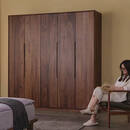 南啵丸北美黑胡桃木衣柜全实木平开门衣柜原木卧室家用现代简约衣橱定制 黑胡桃木带辅料 6门 x 包安装