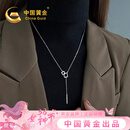 中国黄金几何流苏毛衣链项链女38妇女神节礼物女朋友老婆生日 几何流苏银套链【今/次日达】