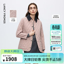 朗姿羊毛撞色翻领时尚设计感棉服修身显瘦通勤棉衣2025年冬季新款 雾霾粉色 M