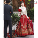 TLXT马面裙敬酒服2025新款新娘婚服订婚旗袍结婚新中式礼服女套装冬季 酒红色（上衣+马面裙带腰链） L