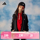 adidas女大童休闲三条纹长袖套装儿童秋季阿迪达斯官方轻运动   黑色/白色   164