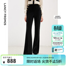 朗姿法式复古高腰时尚显瘦微喇长裤秋季新款高级感西装裤女 黑色 L
