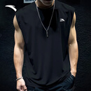 安踏吸湿速干运动健身背心男款冰丝凉感透气篮球服马拉松跑步无袖T恤 【店长推荐-经典爆款-快干棉】基础黑-2 L