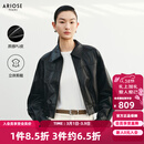 艾诺丝雅诗【商场同款】2026春季新款百搭率性皮夹克短外套PU皮衣女50121022 黑色 S