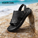 意尔康凉鞋男真皮软底透气户外休闲两用沙滩鞋男士凉鞋 61881W 黑色 41