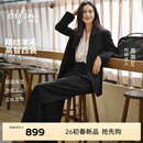 伊芙丽（eifini）朱珠代言一粒扣精纺羊毛西装短外套26春季新款高级感经典气质外套 黑色 L 115-130斤