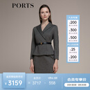 PORTS宝姿女装秋冬新款长袖中长连衣裙LM9N031NCF020 黑色格子 S (4)