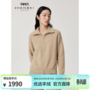 珍贝ZB/珍贝加厚纯羊绒衫女翻领长袖双拉链针织开衫外套2025新品31320 自然色 厚款 M (100)