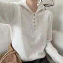 【轻奢品质】超好看法式连帽长袖蕾丝花边钩花上衣高级感宽松内搭 【商场品质】米色 M 【建议90-120斤】