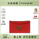 COACH【春尚新】蔻驰（COACH）男士恐龙图案印花卡包零钱包 红色CF066PJ6