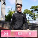 adidas简约三条纹跑步运动立领夹克外套男装秋季阿迪达斯官方   黑色/白（推荐选大一码）   M