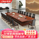 信京油漆贴木皮会议桌洽谈桌现代简约会议室接待培训桌长桌6米含椅