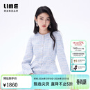 LIME朗姿/莱茵小香风收腰修身定制花呢连衣裙双层珠花腰链26春新款 冰河蓝色 M