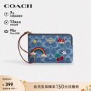 蔻驰（COACH）【品牌直供】经典标志丹宁拉链手拿腕包钱包靛蓝色CDF35