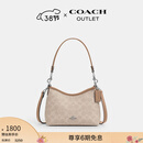 蔻驰（COACH）【礼物】奥莱女士女包经典标志LAUREL 19号单肩包流浪包通勤 SV/沙黄色/灰褐色