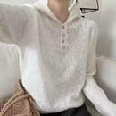 【轻奢品质】早春法式连帽蕾丝雕花长袖针织衫女韩版内搭显瘦打底 米色【优质版】 L （建议120-145斤）
