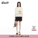 DZZIT地素短裤春秋星星满印雪纺布荷叶边裤子女3J1Q1806W 黄褐色 XS