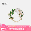 She's撞色滴油栀子花高档女士胸针轻奢别针胸花生日礼物送女友