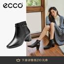 爱步（ECCO）职场优雅高端小羊皮方头高跟时装女靴 型塑290983 黑色36