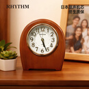 丽声（RHYTHM）闹钟简约木制静音床头台钟学生儿童闹表客厅14cm座钟CRE942NR06开学季
