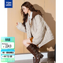 唐狮（TonLion）2025秋冬女针织拼接撞色连帽短款棉衣