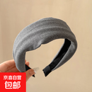 复古宽边短绒发箍女秋冬压发洗脸头箍高颅顶新款防滑发卡头饰 灰色