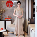 弗米妮高端妈妈装婚宴晚礼服喜婆婆结婚年轻版高级婚礼喜服2026新款夏季 香槟金 L
