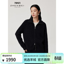 珍贝ZB/珍贝加厚纯羊绒衫女翻领长袖双拉链针织开衫外套2025新品31320 烟熏黑 厚款 2XL (115)