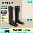 百丽孙千沈月同款双子星骑士靴女冬商场长筒靴B9V1DDG5 黑色-单里 37