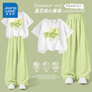 真维斯童装女童夏季套装2026新款儿童纯棉短袖t恤中大童洋气夏季两件套