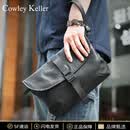 COWLEY KELLER真皮斜挎包男单肩包大容量头层牛皮商务包手拿包通勤包随身手机包 黑色 26*4*20cm
