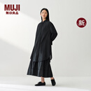 MUJI IDEE 女式 强捻 长袖衬衫连衣裙 女装裙子 连身裙 26年春季新品 黑色 均码 （165/88A）