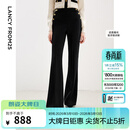 朗姿法式复古高腰时尚显瘦微喇长裤秋季新款高级感西装裤女 黑色 M