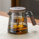 飘逸壶家用轻奢胡桃木茶水分离泡茶壶耐热煮茶壶防爆茶具808 烟灰色