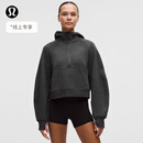 lululemon丨Scuba 女士超宽松款半拉链连帽衫*拉绒 LW3HTPS 杂色黑 线上专享 XS /S
