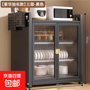 厨房置物架碗柜橱柜家用沥水碗碟架多功能分层放碗盘筷收纳柜 豪华加长款【60*28*65】三层-黑色