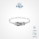 斐登（FRED）Chance Infinie系列大号18K白金满镶黑白钻石手链 大号款18K白金链式链绳 白金套箍 17