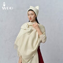 嫵（WOO）【限时折扣】暖星针织组合秋冬羊绒围巾帽子送礼百搭礼盒 白色