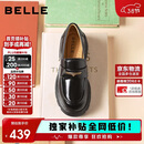 百丽女乐福鞋女英伦小皮鞋通勤单鞋JD007CM5 黑色-亮面 37